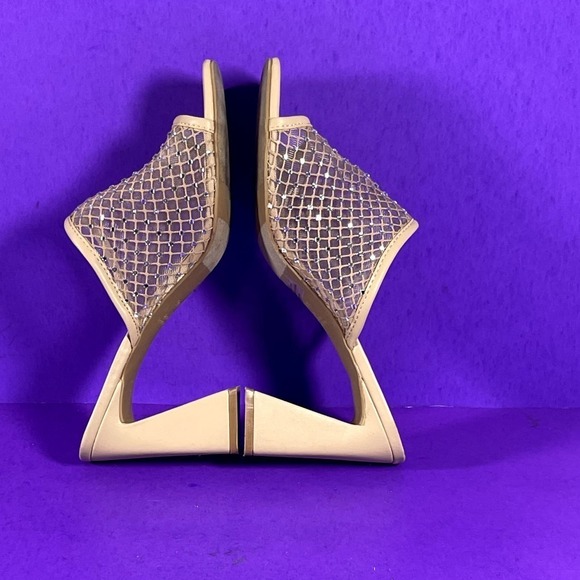 Open Edit Sienna Beige Mesh Jewel Embellished Block Heel Sandal Women's Size 11 - Picture 6 of 8